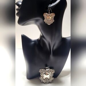 Vintage 925 Sterling Silver Luggage Tag Jewelry Set Earrings/Pendant Nwot